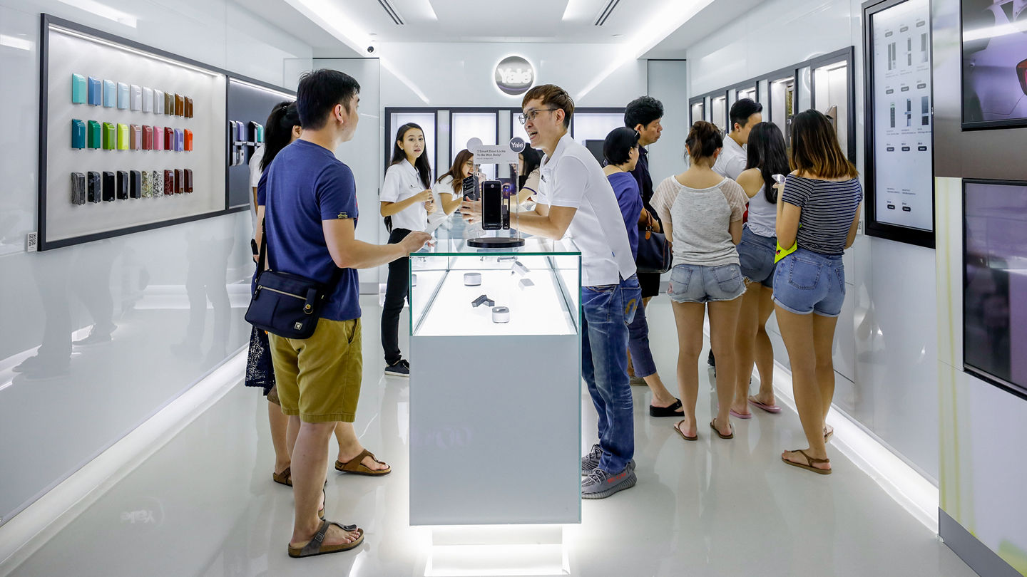 Interior of Singapore Yale Smart Shop