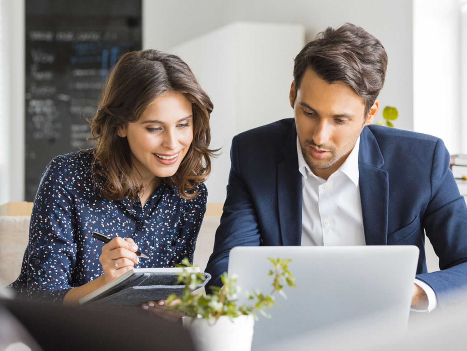 two business people viewing computer screen