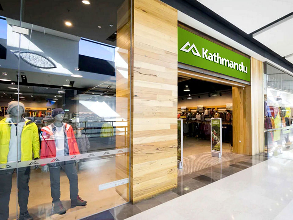 kathmandu storefront in retail shopping mall